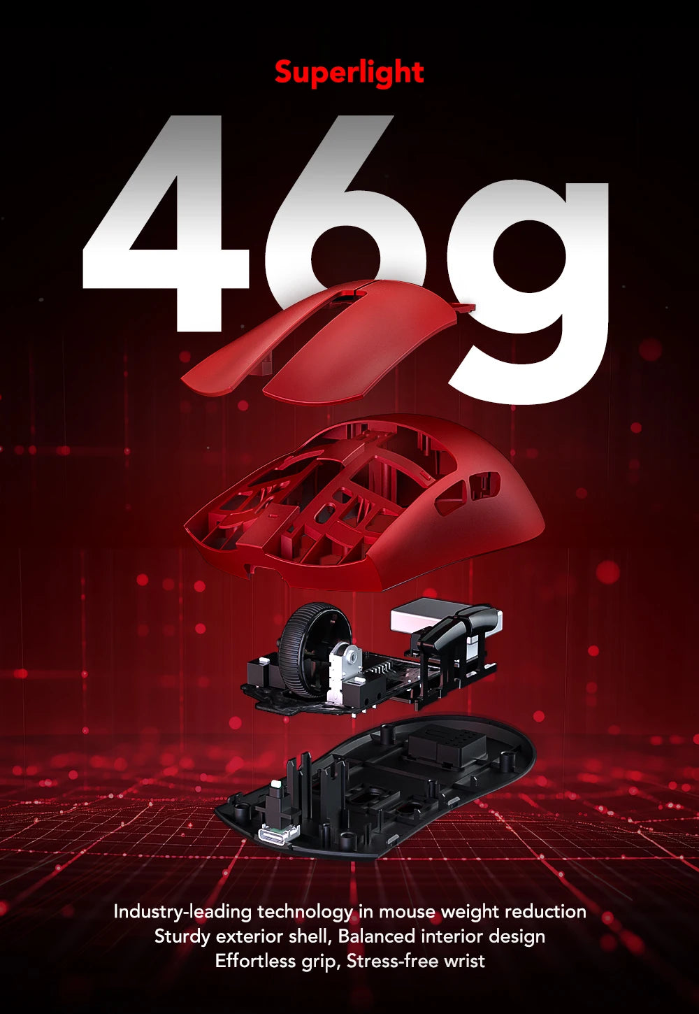 KYSONA Jupiter Series Gaming-Maus kabelgebunden/kabellos 8Khz PAW3950-Sensor Bluetooth 46g wiederaufladbar Web-Treiber für PC und Laptop