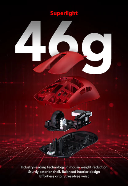 KYSONA Jupiter Series Gaming-Maus kabelgebunden/kabellos 8Khz PAW3950-Sensor Bluetooth 46g wiederaufladbar Web-Treiber für PC und Laptop