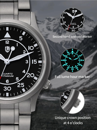 BERNY Titanium Men Quartz Watch AR Coating Sapphire Fashion Wristwatch Luminous VH31 Ultra-thin Wristwatch Waterproof 5ATM Watch