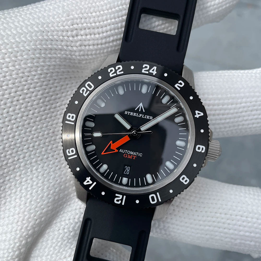 STEELFLIER Official SF793 Luxury GMT Mechanical Wristwatch Steel Bezel NH34 Movement Super Luminous 20Bar Waterproof Dive Watch