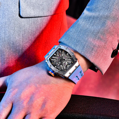 2026 Neue PAGANI DESIGN Herren-Quarzuhr VH65-Uhrwerk, Skeleton-Zifferblatt, 100M wasserdicht, sportliche rechteckige Uhr mit Saphirglas für Herren