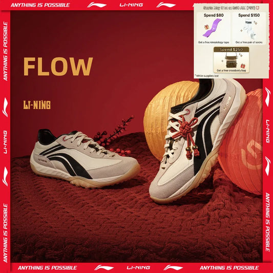 Li-Ning Unisex FEELING FLOW Lifestyle Shoes Cushion Rebound Retro Fashionable Thin Sole Li-Ning Classic Casual Sneakers AGCW002