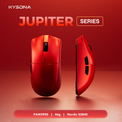 KYSONA Jupiter Series Gaming-Maus kabelgebunden/kabellos 8Khz PAW3950-Sensor Bluetooth 46g wiederaufladbar Web-Treiber für PC und Laptop