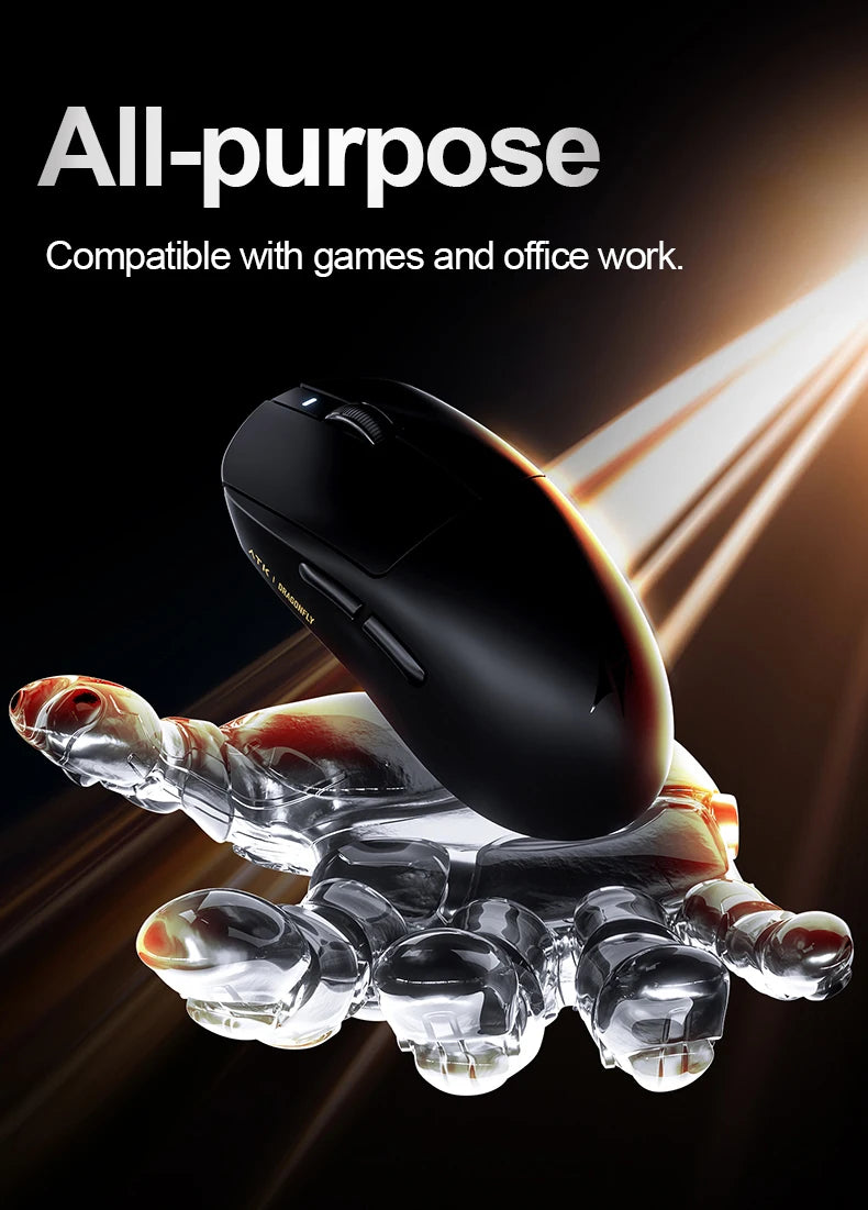 ATK Dragonfly A9 Ultra Wireless Gaming Mouse PAW3950, Tri-Mode 8K Gaming Mouse, Ultra-Lightweight Ergonomic Wireless Gaming Mouse for FPS & Esports