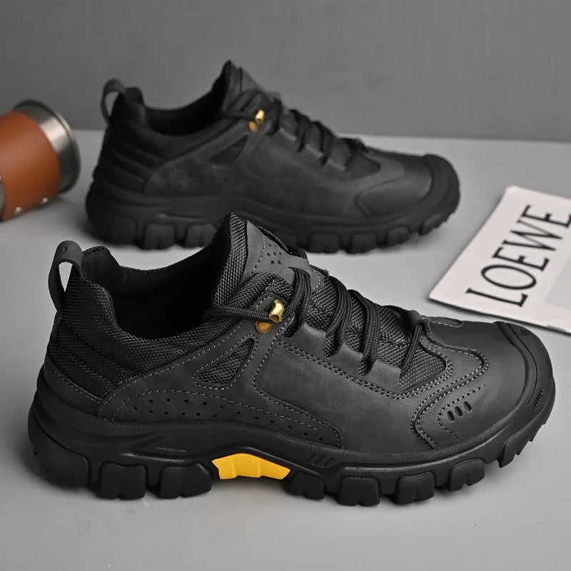 HIKEUP Comode scarpe da trekking da uomo, scarpe da uomo impermeabili con suola in gomma, scarpe da escursionismo resistenti all’usura e antiscivolo