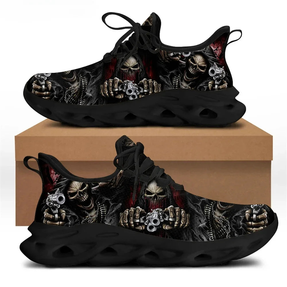 Printemps chaussures plates hommes chaussures Cool Punk crâne conception décontracté hommes baskets été garçons à lacets chaussures de marche Zapatillas