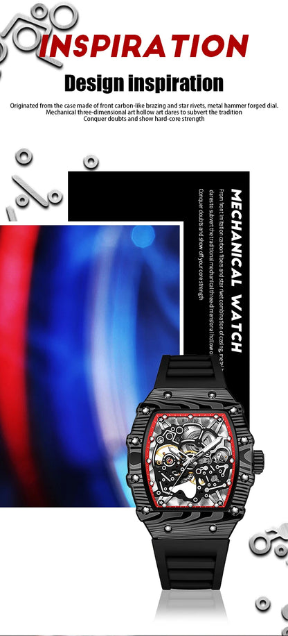 MUSANFIGO barrel shaped design, luxurious fully automatic mechanical men's watch, waterproof and luminous trendy watch