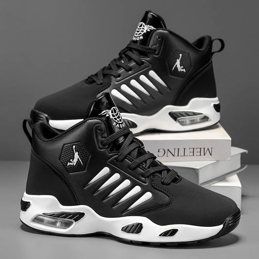 Men's High-Top Basketball Shoes with Breathable Mesh Design for Maximum Comfort, Outdoor Shock-Absorbing Running Shoes, High-Rebound Cushioning Technology for Smoother and More Comfortable Running, Enhanced Support, Stylish