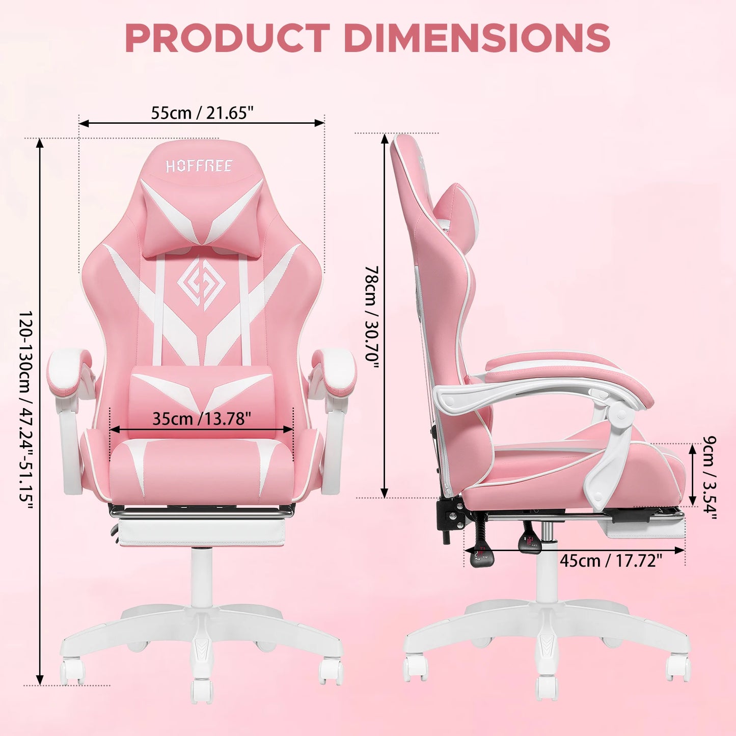 400Lbs Load Gaming Chair with Massage Ergonomic Computer Chair Footrest and Lumbar Support Reclining PC Chair Adjustable Armrest
