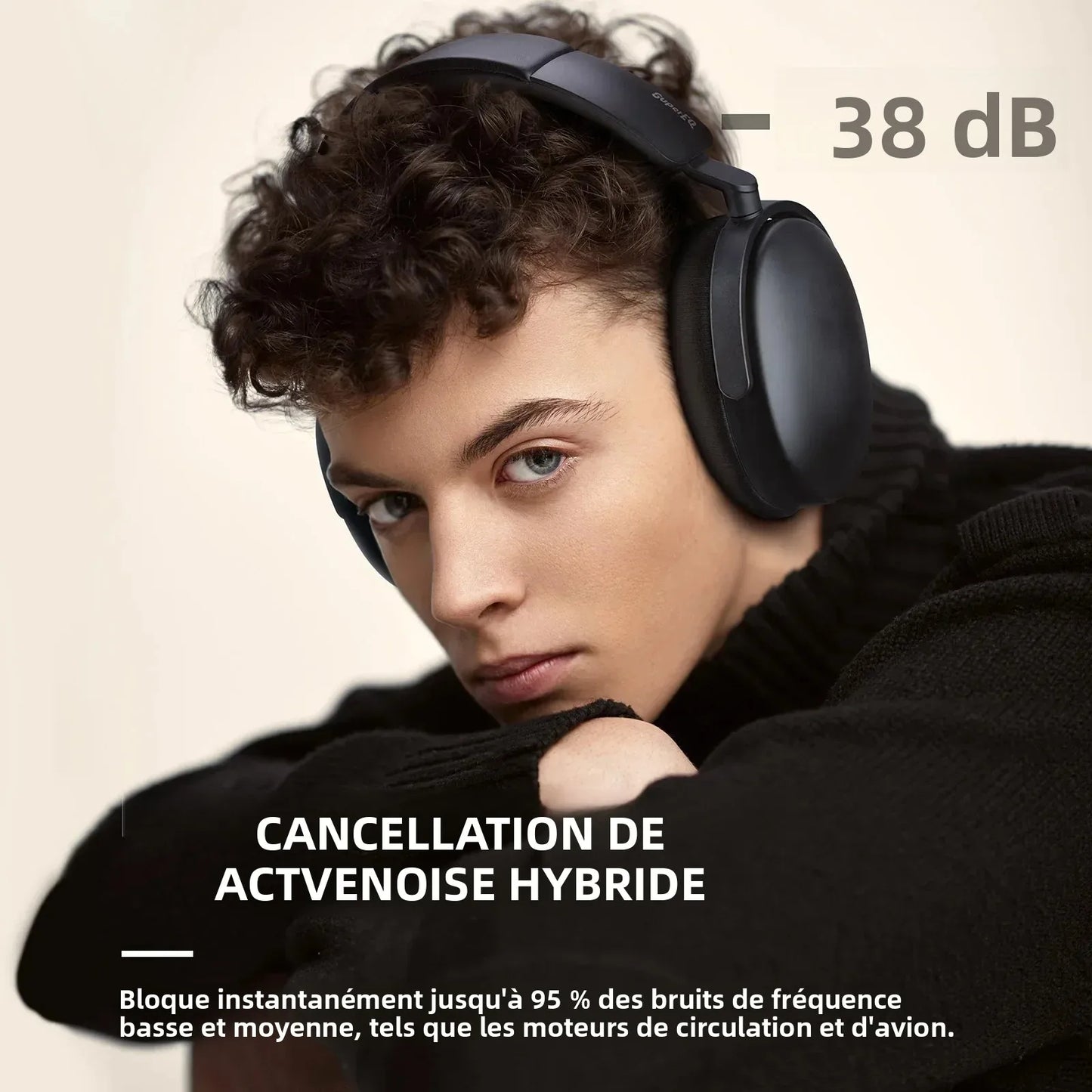 Auscultadores Bluetooth 5.4 Sem Fios Oneodio SuperEQ A200 ANC – Auscultadores Over-Ear com Cancelamento de Ruído, Microfone ENC, Áudio Hi-Res e Controlo por App