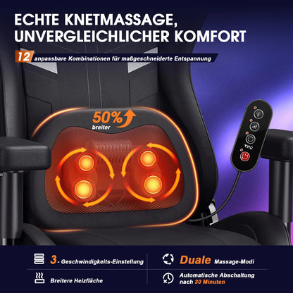 GC-RC03 Gaming Chair Ergonomic Office Chair with Kneading Massage and Heating 90°-175° Recline for Computer Gaming Home Office
