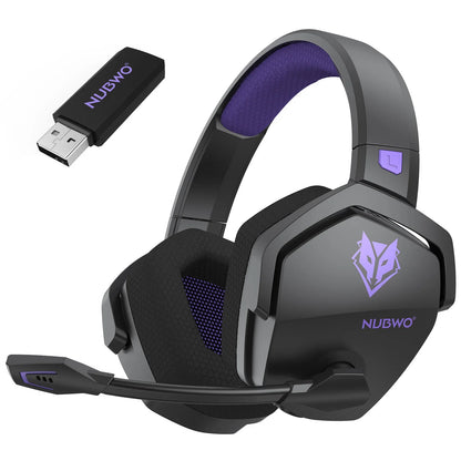 NUBWO G06 Double Casque Gaming Sans Fil 2.4GHz Bluetooth 5.3 avec Micro pour PS5, PS4, PC, Mobile, Switch, Son Stéréo pour Joueurs