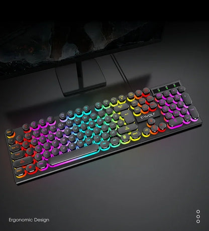 2026NEW RGB Gaming Mechanical Keyboard USB Wired 104 Keys Keyboard Backlit Black Red Blue Light for Computer Laptop Pro Keyboard