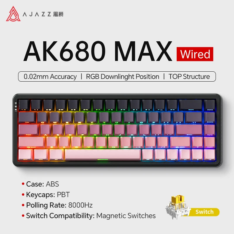 AJAZZ AK680 MAX Magnetic Axis Wired Keyboard 0.125ms Ultra-Low Latency Professional Gaming Keyboard