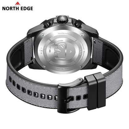 NORTH EDGE 2025 BLAZE Men's Watches Solar Power 316 stainless steel Case Quartz Watch For Men Pilot Waterproof 50M Stopwatch