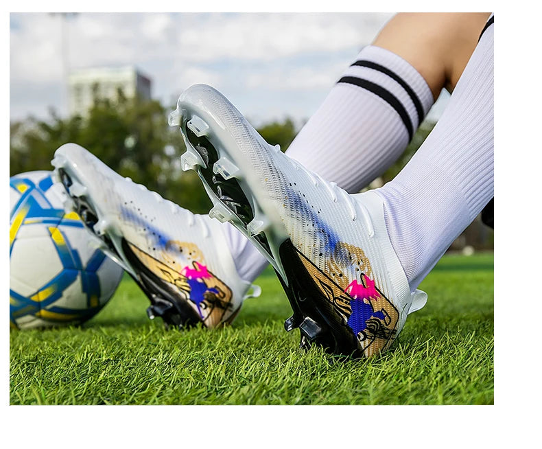 New Men Football Boots Cleats Non-Slip Match Ultralight Soccer FG Training Shoes Soccer Shoes Long Spikes Outdoor Drop Shipping