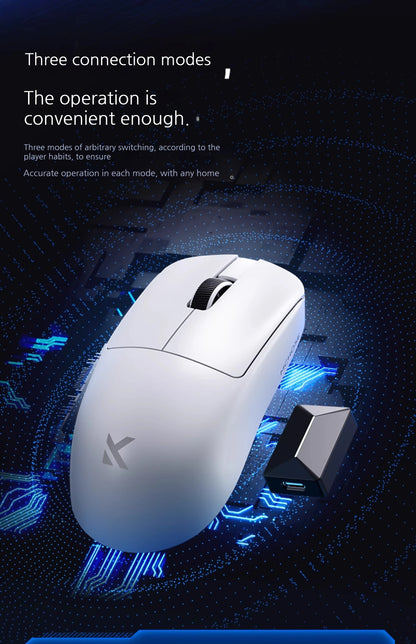 MCHOSE L7 Ultra+ Medium Large håndmus til gaming, e-sport, PAW3950, trådløs med tre tilstande, let kontormus med dual-drive til computer