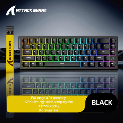 ATTACK SHARK X68HE Magnetic Keyboard Red Wired Mechanical for Pro Gaming 0.01mm Rapid Trigger 8000Hz SOCD/Rs 0.125ms 128K Rate