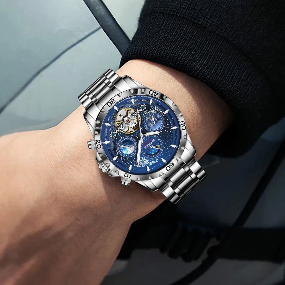 GLENAW Design Mens Watches Top Brand Luxury Fashion Business Automatic Watch Men's Waterproof Mechanical Watch Montre Homme
