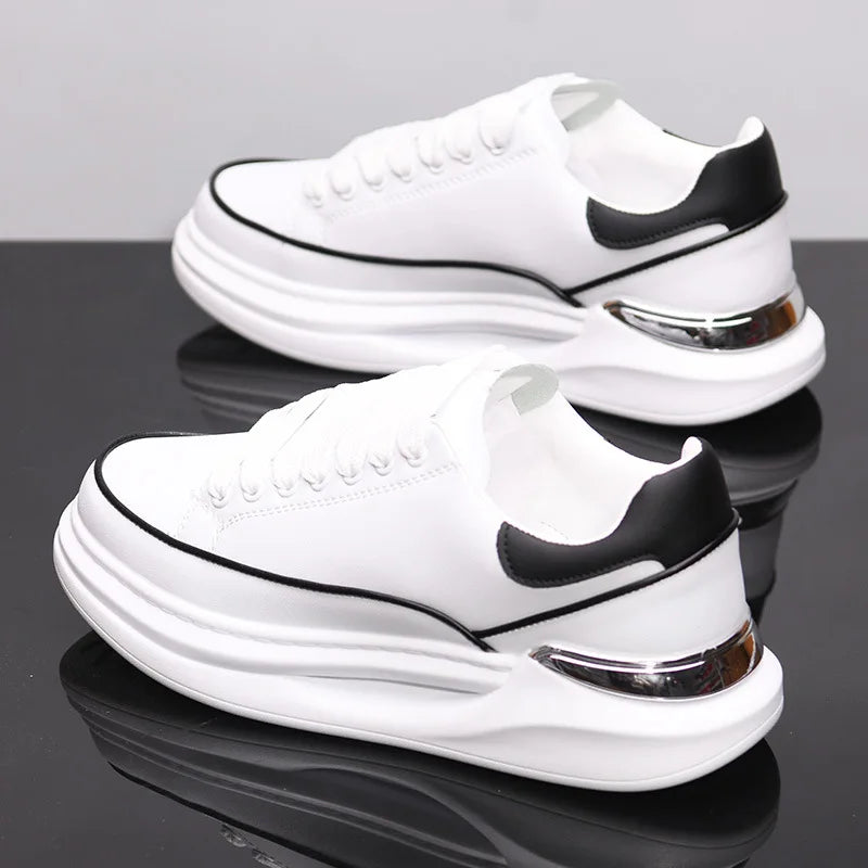Zapatos blancos pequeños para pareja, zapatos de hombre, zapatillas deportivas de mujer, zapatillas de hombre, zapatillas deportivas informales con aumento de altura en el interior