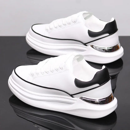 Zapatos blancos pequeños para pareja, zapatos de hombre, zapatillas deportivas de mujer, zapatillas de hombre, zapatillas deportivas informales con aumento de altura en el interior