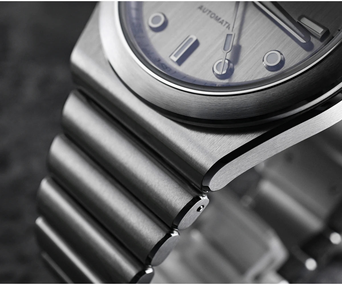 San Martin 40mm Men Sports Watch SS Brushed Dial Integrated Bracelet Miyota 90S5 Original Design Automatic Mechanical SN0149