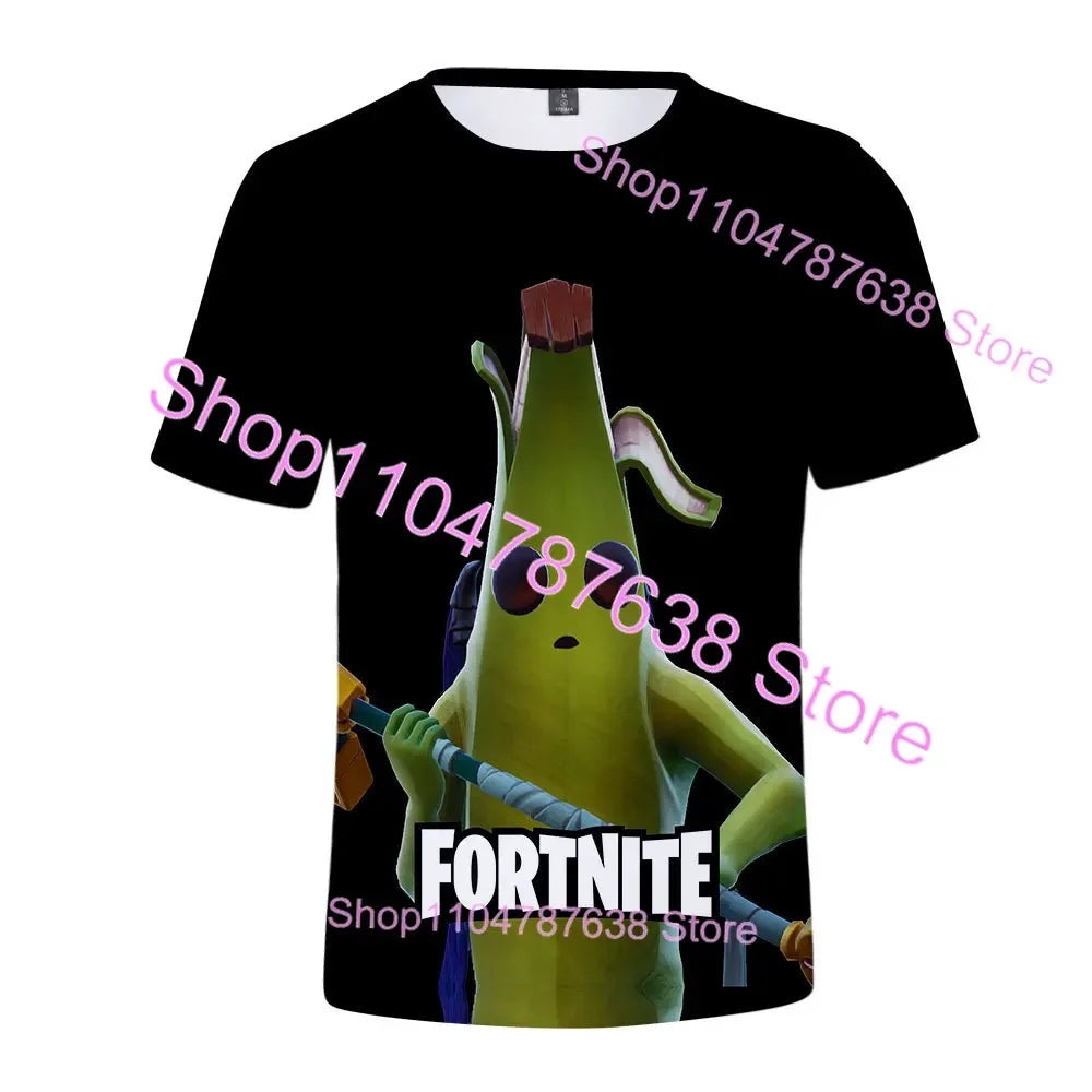 Summer T-shirt Raven Ultima Knight Fortnite T-Shirt, 3D Print Banana Peely Men’s Tee, Battle Royale Game Tops, Birthday Gifts