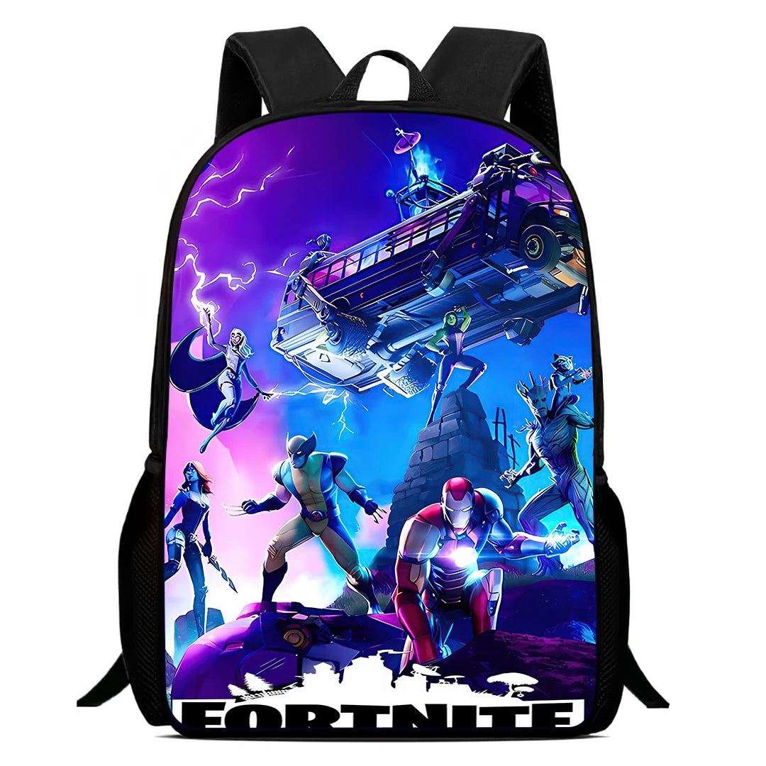 Fortnite 15 Inch Cartoon School Backpack for Kids Boys Girls, Cool Game Printed Lightweight Backpack Large Suitable for Ages 5-8