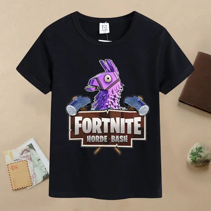 Summer Fortnite Children T-shirt Cartoon Game Figure Printed T-shirt Boys Casual Sports T-shirt Short Sleeves Kids Clothing