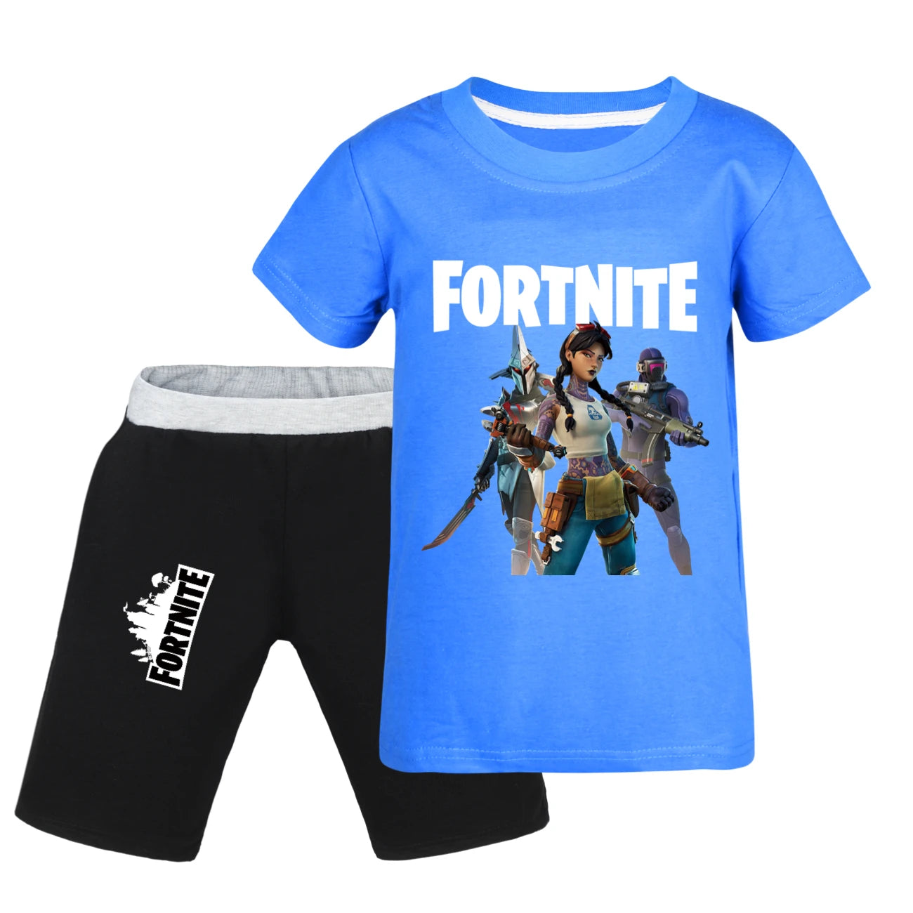 Fortnite Summer Kids Cartoon T-shirts Shorts Two-piece Set Baby Boys Tracksuit Girls Outfits 505