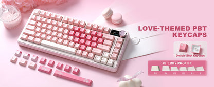 YUNZII B75 PRO MAX Wireless Mechanical Keyboard, QMK/VIA Custom 75% Gaming Keyboard with Screen&Knob, Creamy Sounds for Win/Mac