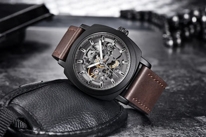 BENYAR Watch for Men Luxury Skeleton Tourbillon Automatic Mechanical Men's Watch 30M Waterproof Leather Strap Sports Reloj Hombre