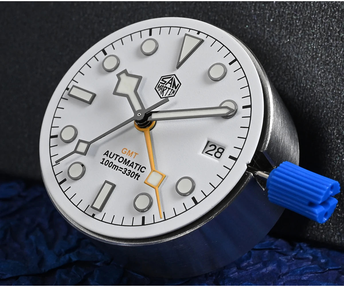 Relógio mecânico automático San Martin New 39mm NH34 BB GMT, relógio desportivo, safira, luminoso, impermeável 100m, para homem, Relogio SN0054