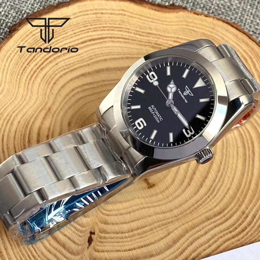 Tandorio Men's Automatic Watch Mechanical Miyota 8215/PT5000 Movt Sapphire Glass 36mm/39mm Explorer Style Wristwatch Luminous