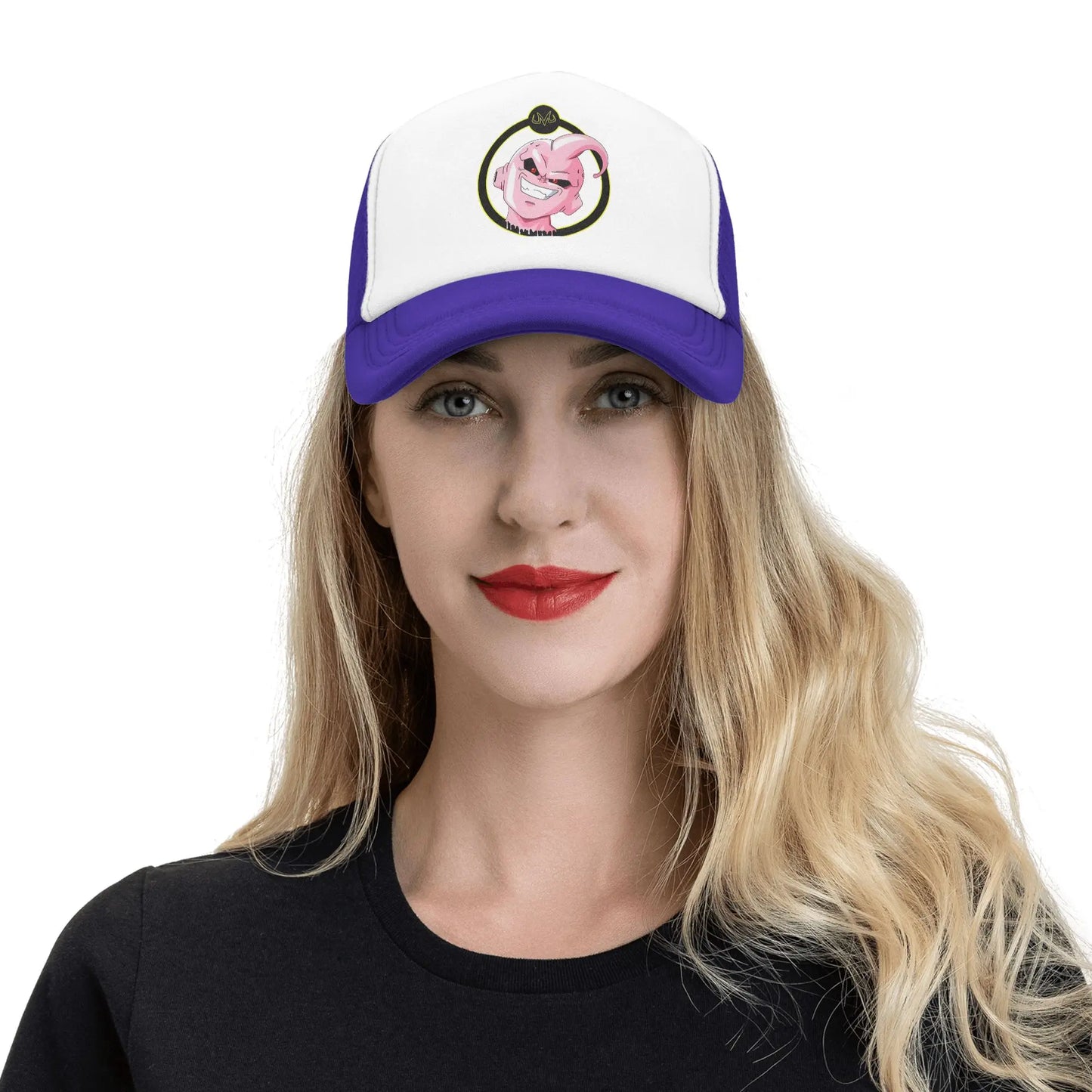 Dragon Ball Kid Buu Trucker Cap Unisex Hats Sun Caps Trucker Cap Adjustable Polyester Mesh Baseball Cap Summer