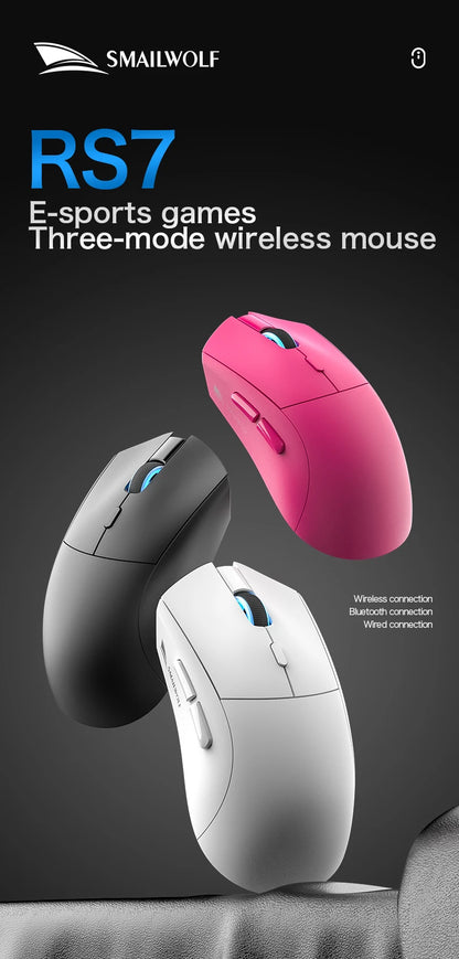 SMAILWOLF RS7 Bluetooth kabellose Gaming-Maus mit drei Modi, PAW3311, Makro-Gaming-Maus für Laptop, Gaming und Büro