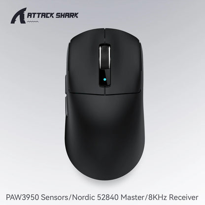 ATTACK SHARK R6 PAW3950MAX Wireless Gaming Mouse, 39g Ultralight, 8KHz Polling Rate, 42,000 DPI, Tri-Mode Bluetooth & 2.4G Gaming Mouse