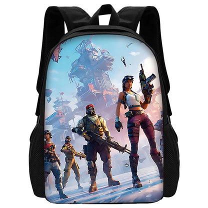 Hot Game Child School Backpack with Lunch Bags, Design-F-FortniteS Pencil Bags, School Bags for Boys Girls Best Gift