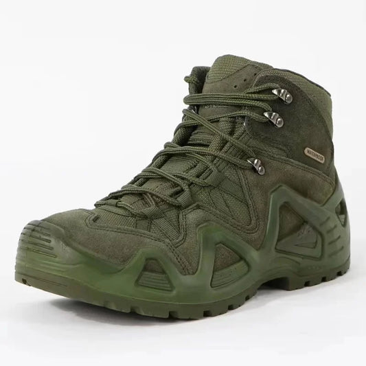 Lynjacye Mid-Cut Green Combat Boots Men Women Size 39-46 Outdoor CS Training Hiking Shoes Desert Ankle Climbing Bota Masculina