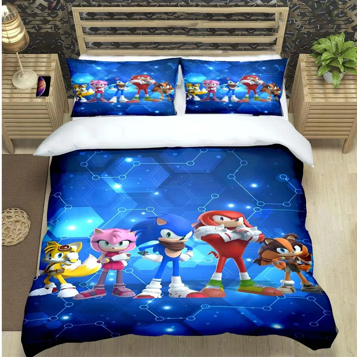 Fashion Cartoon Role Characters Print Bedding Set Sonic Duvet Cover Comforter Bed Youth Kids Girl Boys Luxury Birthday Gift