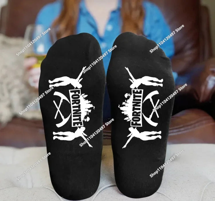 FORTNITE Sportsocken Sommer Schwarz Weiß Atmungsaktive Low-Cut-Socken No-Show Baumwolle Weiche Sport- und Freizeitsocken Kurz