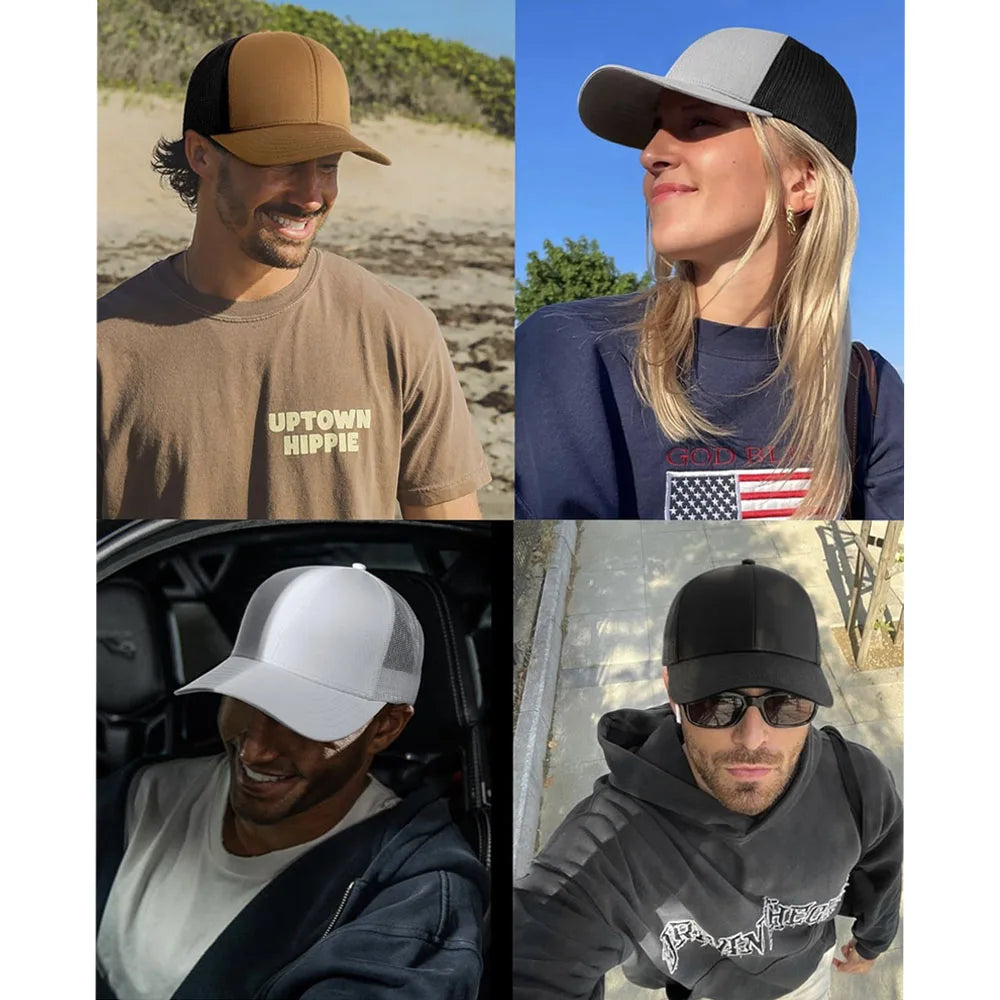 High Quality Mesh Baseball Cap Women Men Summer Cotton Breathable Sunhat Unisex Adjustable Snapback Trucker Hats Male Female