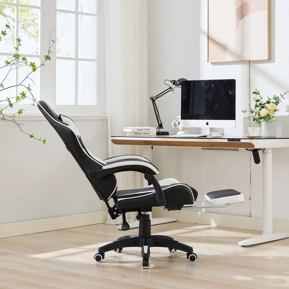 Ergonomic Gaming Chair 360° Reclining Office Chair with Footrest, Adjustable Height Racing Chair with Lumbar Support and Headrest