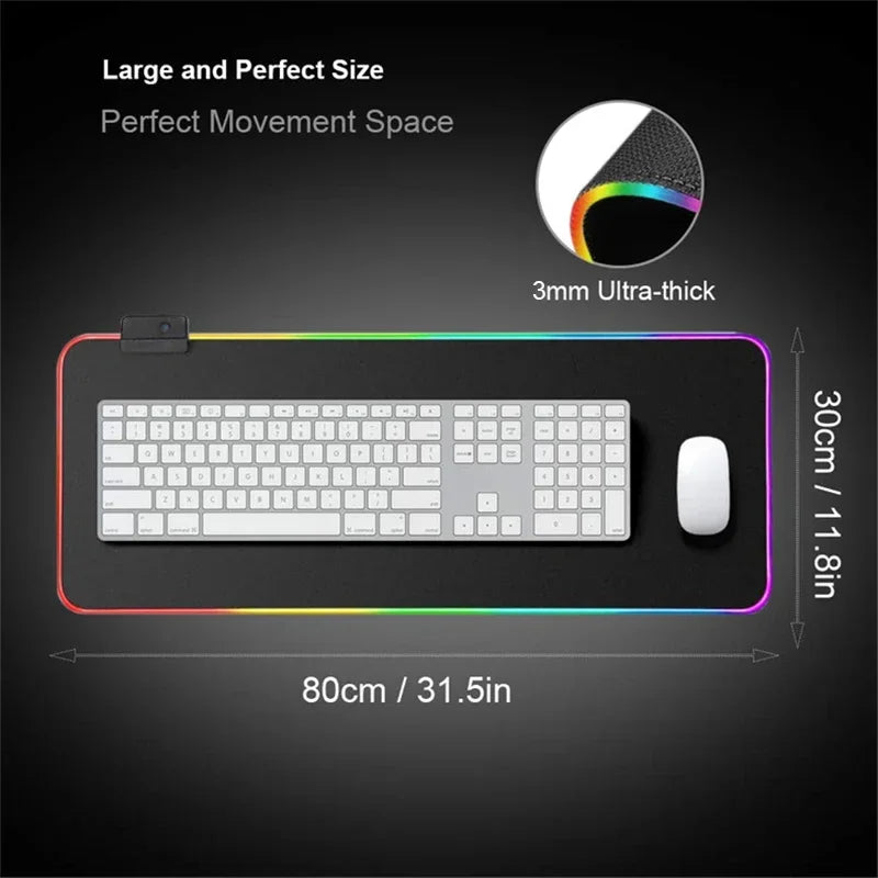 RGB Mouse Pad Game World Of Warcraft Large Table Pad Computer Accessories XXL Laptop Antislip Keyboard Pad LED Backlight Deskmat