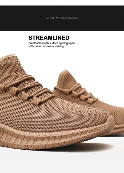 Antislip casual herensneakers, ademend, voor buiten, joggen, training, wandelen, sport, hardlopen, outdoor, geweven, gebreid, veterschoenen