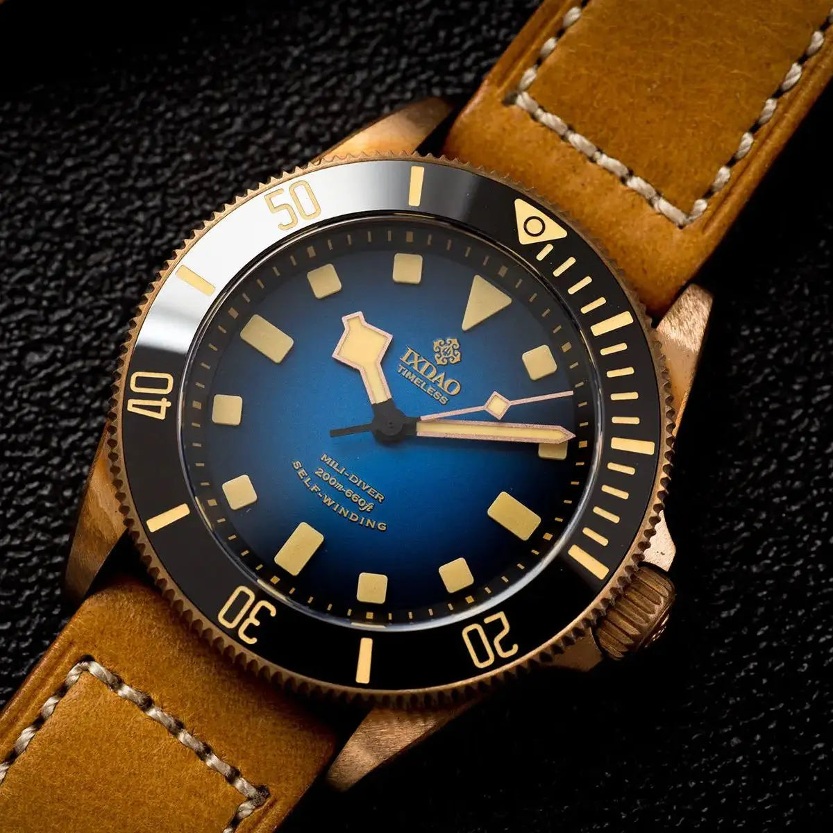IPOSE IX&DAO 2025 New Bronze Men's Automatic Mechanical Watch PT5000 Sapphire Retro Leather Waterproof 20Bar Reloj Hombre