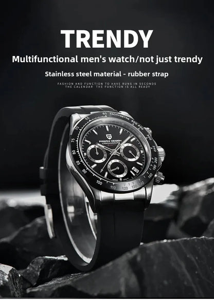 PAGANI DESIGN 40MM V2 Sky Blue Dial Classics Men Quartz Watches Sapphire Retro Chronograph Stainless Steel Waterproof Watch Men