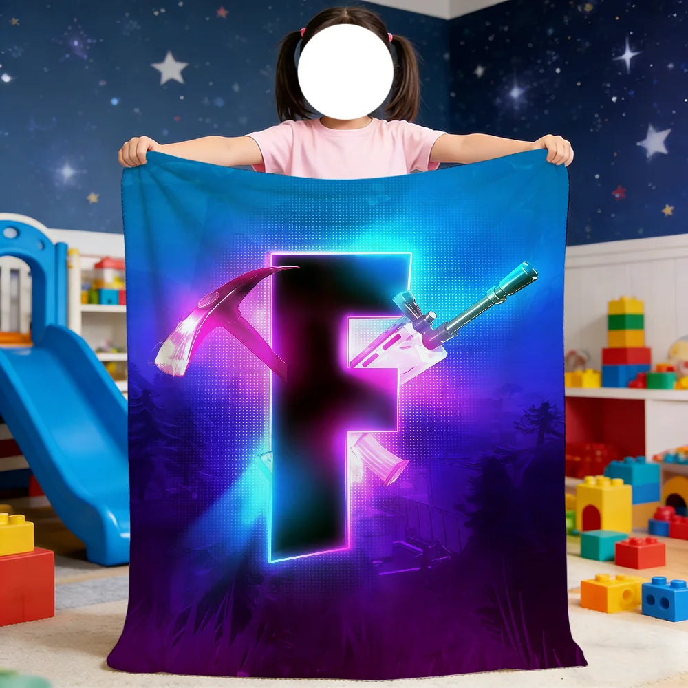 F-Fortnite Logo Game Blanket Soft Throw Blanket for Picnic Bed Sofa Home Bedroom Cozy Warm Comfortable