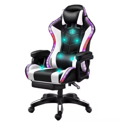 RGB Massage Gaming Chair Adjustable Racing Computer Gaming Chair with Ergonomic Design, Reclining Gamer Chair for Office, PC Gaming & Home Setup