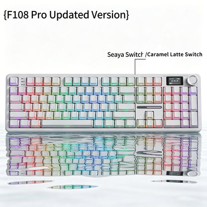 AULA F108 Pro mechanical keyboard 100& layout Bluetooth 2.4G wired gaming keyboard With hot-swappable gasket structure RGB light